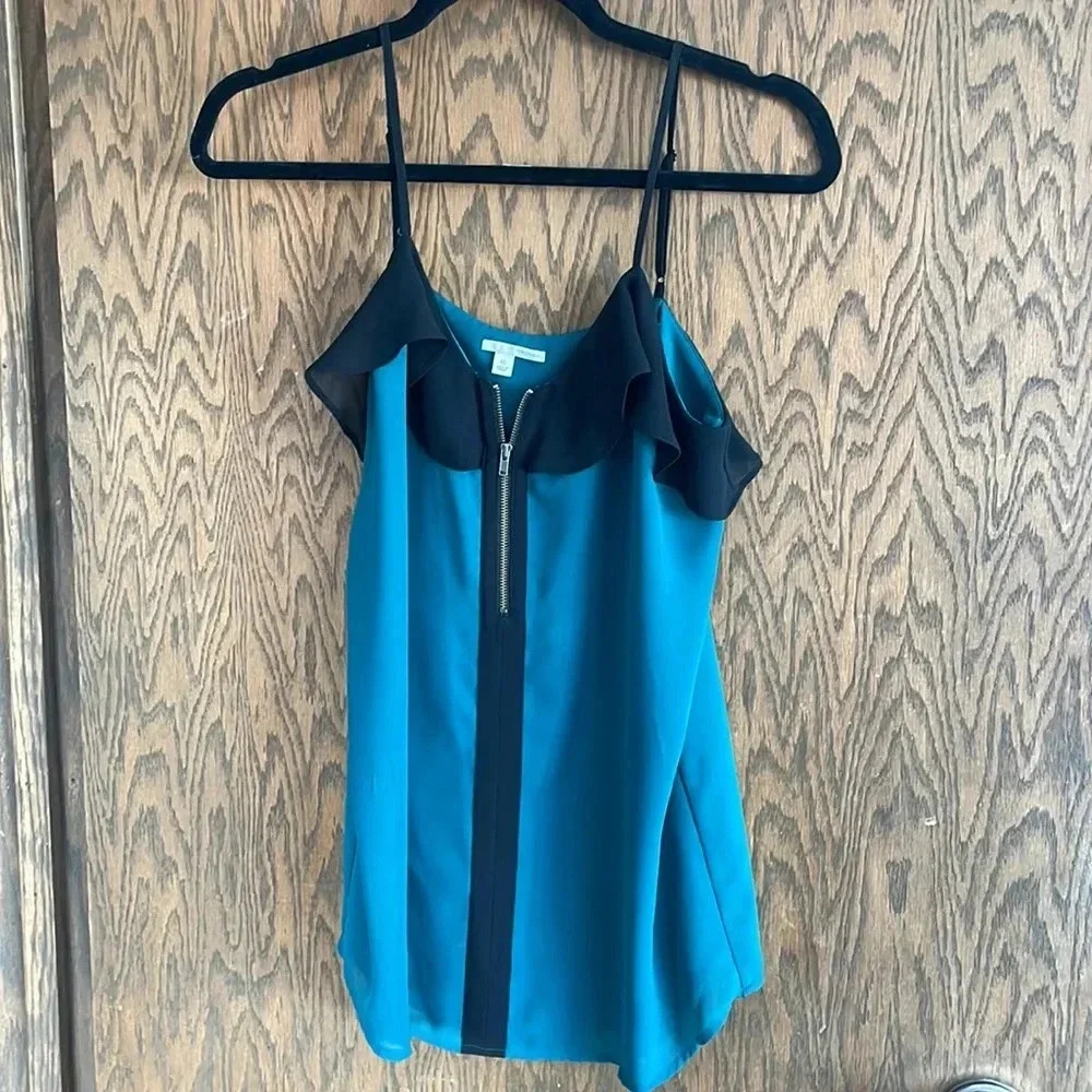 Teal & black tank top XS‎